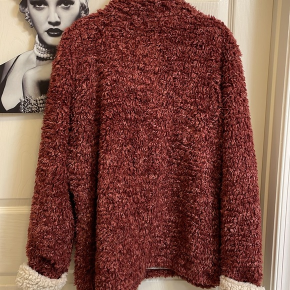 Weatherproof Vintage  Frosty Tipped Sherpa Pullover, Wine XL - Picture 2 of 10